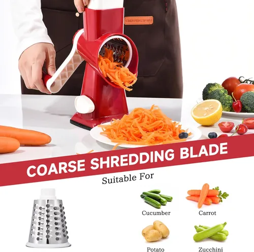 Miniatura 4 de Rallador de queso rotativo con mango Rallador de cocina Picador Rallador Rebanadora de hielo Rallador de queso de verduras Nueces Papa Calabacín