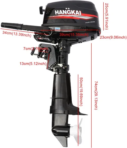 Miniatura 3 de Motor fuera de borda Motor de barco de 4 tiempos, 6.5 HP 4.8KW, motor marino de 123 CC con sistema CDI de refrigeración por aire forzado y arranque