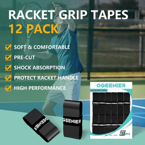 Miniatura 2 de OGEENIER Tennis Racket Grip Tape, 3, 6, 12 Pack Tennis Overgrip Tape, Absorbent and Anti-Slip, Precut Soft Racquet Wrap Grips Tape for Pickleball