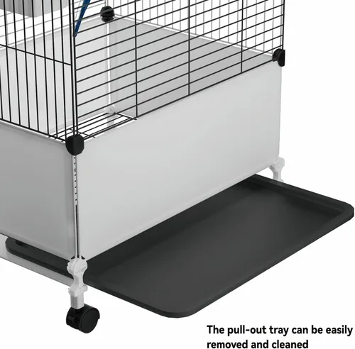 Miniatura 7 de Jaula para pájaros de gran vuelo STILLCOVE, jaulas negras para periquitos con soporte rodante y ruedas, jaula amplia para loros, cacatúas