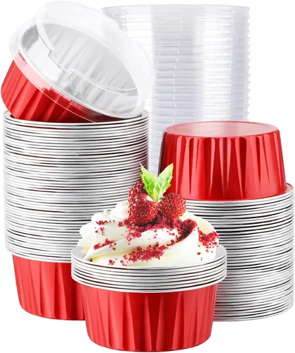 Miniatura 35 de EUSOAR Forros para cupcakes para hornear, 50 forros para magdalenas de 5 onzas, moldes de papel de aluminio desechables, recipientes de postre, 5