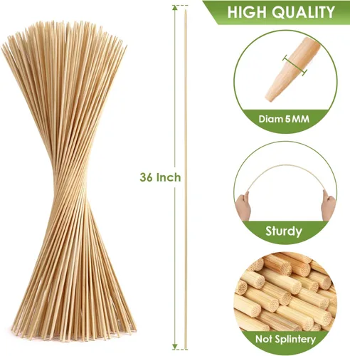 Miniatura 3 de Smores Sticks - Palitos desechables de 36 pulgadas de largo y 0.197 in de grosor, 120 unidades de palos de bambú para asar malvaviscos, palitos