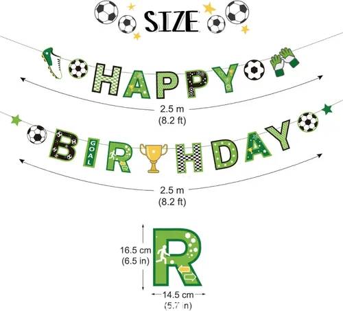 Miniatura 4 de Werich Cartel de Feliz Cumpleaños de Fútbol de Fútbol Banderines colgantes para decoración de fiestas de fanáticos del fútbol Suministros