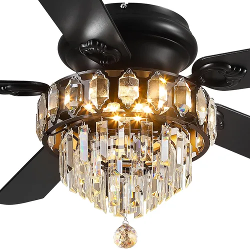 Miniatura 14 de Ventilador de Techo de Cristal Fandelier con Luces - 52" Ventilador Moderno para Exteriores con Control Remoto, Motor AC Silencioso, Iluminación