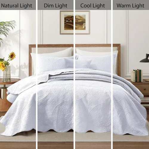 Miniatura 312 de MOONLIGHT20015 Edredón tamaño King (106 x 96 pulgadas) con 2 fundas de almohada (20 x 36 + 2 pulgadas) para todas las estaciones, juego de cama Azul