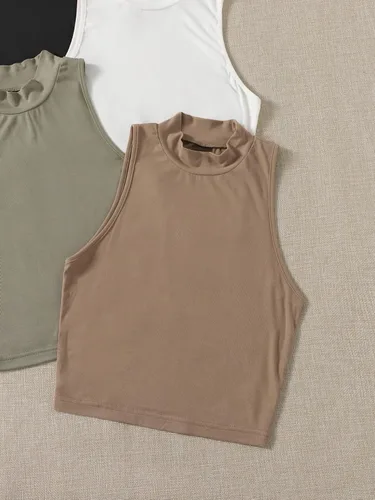 Miniatura 3 de MakeMeChic Paquete de camisetas sin mangas básicas casuales para mujer