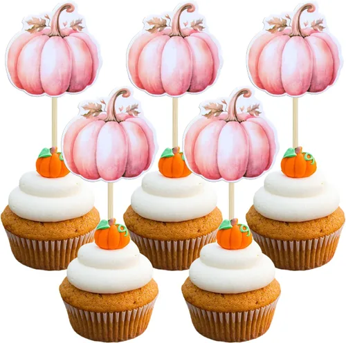 Miniatura 16 de 24 adornos de calabaza para cupcakes con purpurina para otoño, hojas, flores, calabaza, cupcakes, decoración de pasteles para Halloween, decoración