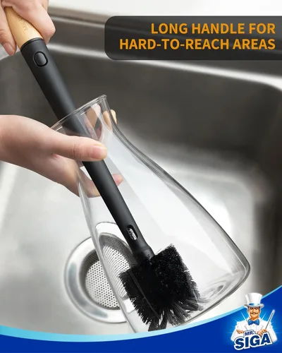 Miniatura 5 de MR.SIGA Water Bottle Brush and Straw Cleaner Brush, Long Handle Bottle Cleaner Brush, 2 in 1 Bottle Cleaning Brush for Sports Bottles, Baby Bottles