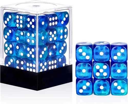 Miniatura 32 de 36 Piezas 12mm Juego de Dados Mini de 6 Caras, Juego de Dados D6 de Colores Translúcidos, Juego de Dados Estándar de 6 Caras para Juegos de Mesa