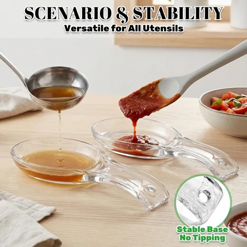 Miniatura 9 de Soporte grande para cuchara transparente, soporte para cuchara de vidrio de 10 pulgadas, soporte para cuchara de cristal de cristal, soporte