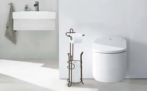Miniatura 3 de Soporte independiente para papel higiénico SunnyPoint con almacenamiento – Con capacidad para 3 rollos de repuesto, acero resistente, acabado
