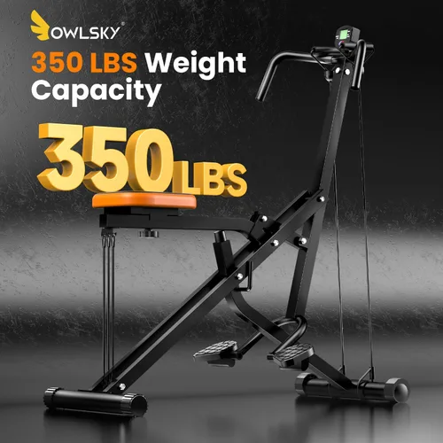 Miniatura 6 de OWLSKY - Máquina de remo y sentadillas para entrenamiento en casa, plegable con asistencia para sentadillas y entrenador de remo con monitor LCD, 3