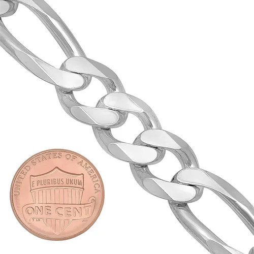 Miniatura 2 de 2mm-18mm Solid .925 Sterling Silver Flat Figaro Chain Bracelet