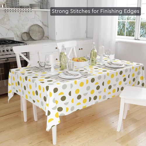 Miniatura 3 de Encasa XO Mantel de comedor – 57 pulgadas – Redondo (4.7 pies) para 4 plazas Algodón, lavable a máquina, mantel redondo Manteles para bodas