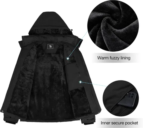 Miniatura 3 de CAMEL CROWN - Chaqueta de invierno para hombre, impermeable, chaqueta de esquí con forro polar cálido, resistente al viento, para nieve, lluvia