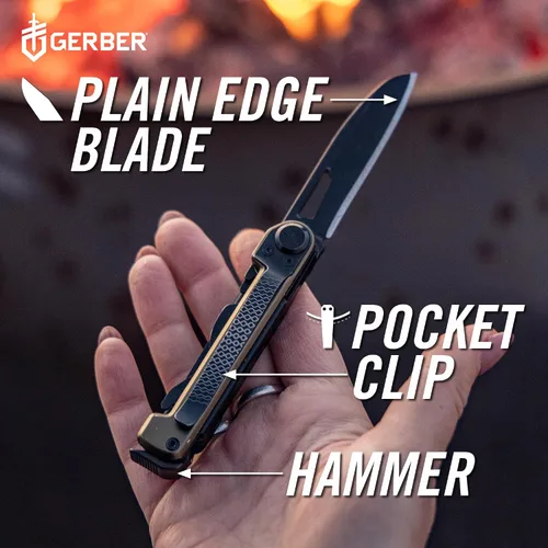 Miniatura 5 de Gerber Gear Armbar Scout Multiherramienta 7 en 1 - Hoja de borde liso de 2.5 pulgadas, martillo, tijera, sierra, equipo EDC - Onyx