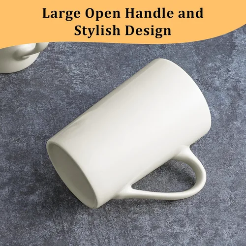 Miniatura 4 de Juego de 6 tazas de café grandes de cerámica de 14 onzas, tazas grandes de cerámica con asa, tazas blancas para té, cerveza, cacao, leche, juego