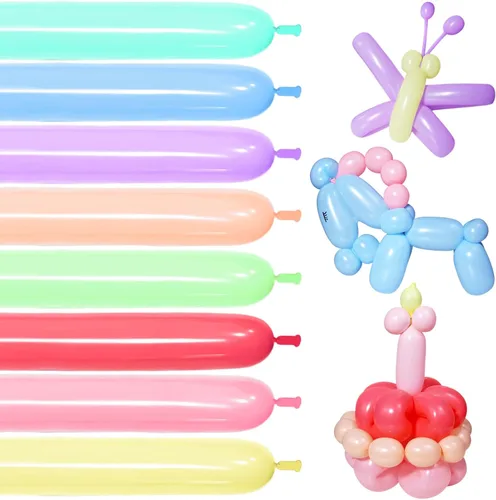 Miniatura 33 de Globos negros de 260 globos negros de látex grueso de 260q para modelo animal, 100 globos largos giratorios para regalos de Navidad de Halloween
