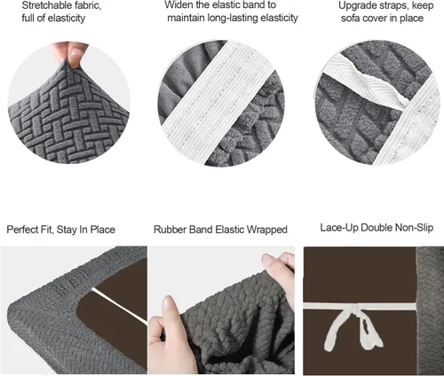 Miniatura 4 de Fundas de sofá de autocaravana para sofá cama - Fundas elásticas de respaldo y asiento de 2 piezas para sofás cama plegables Jackknife (gris)