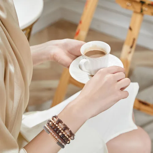 Miniatura 5 de GOOJIDS - Pulseras de cuentas de arcilla estilo heliosis surfista para mujer, con discos de vinilo y dije de mal de ojo, apilables, pulseras