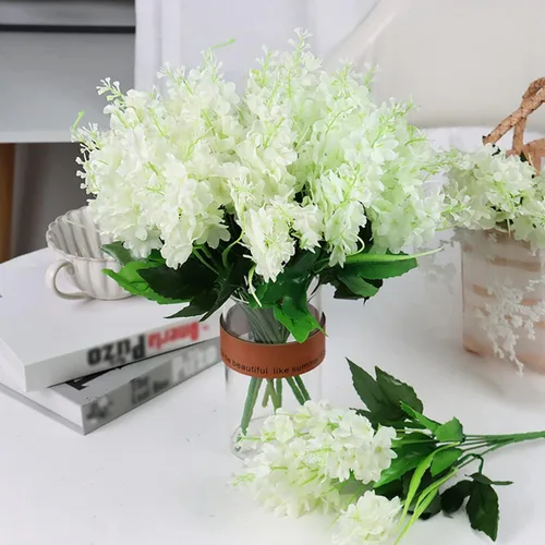 Miniatura 9 de ECYC Ltd Ramo de flores artificiales de jacinto de 13.78 pulgadas, flores de jacinto de seda con tallo de jacinto sintético para decoración de boda