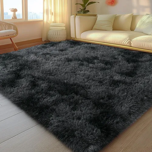 Miniatura 47 de Mugorn - Alfombra de 8 x 10 pies, alfombras grandes, esponjosas, suaves, peludas, antideslizantes, mullidas para interiores, color negro, 8 x 10 pies