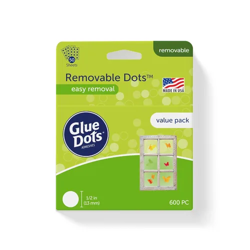 Miniatura 8 de Glue Dots, Puntos extraíbles, de doble cara, 1/2", .5 pulgadas, 200 puntos, cinta adhesiva para manualidades, puntos de pegamento adhesivo adhesivo