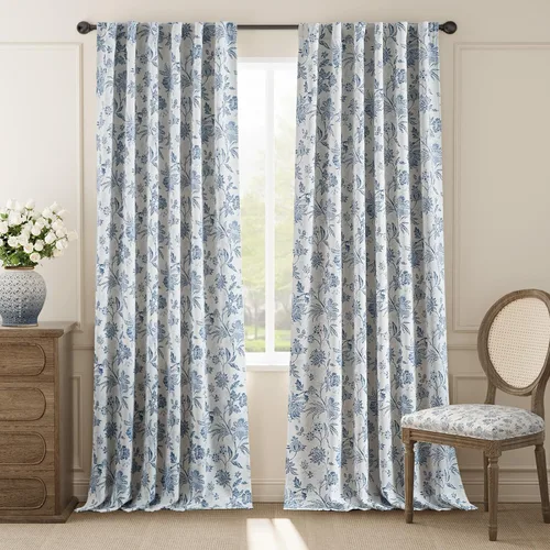 Miniatura 27 de jinchan Cortinas Opacas Florales para Dormitorio, 63 Pulgadas de Largo Cortinas Opacas con Estampado de Flores, Estilo Campo Francés con Pestañas