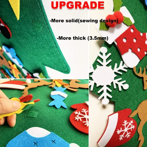 Miniatura 4 de THAWAY Árbol de Navidad de fieltro para niños pequeños con 34 adornos desmontables, para colgar en la pared de la puerta de los niños, regalos