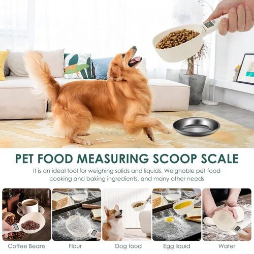 Miniatura 7 de Cuchara medidora digital simple 4 en 1 unidad, 28.22 oz/0.04 oz de alta precisión, pantalla LED, mango extraíble, ideal para alimentos de mascotas