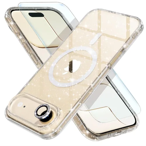 Miniatura 46 de Choiche Funda magnética para iPhone 15 Pro Max, funda transparente con purpurina brillante para mujer