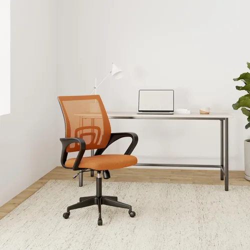 Miniatura 2 de BestOffice Silla de oficina ergonómica Silla giratoria de escritorio con respaldo medio Respaldo transpirable y soporte lumbar Altura Naranja
