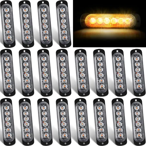 Miniatura 8 de Paquete de 20 luces LED estroboscópicas de emergencia, 6 LED ámbar y blanco, luces intermitentes de montaje en superficie, luces intermitentes