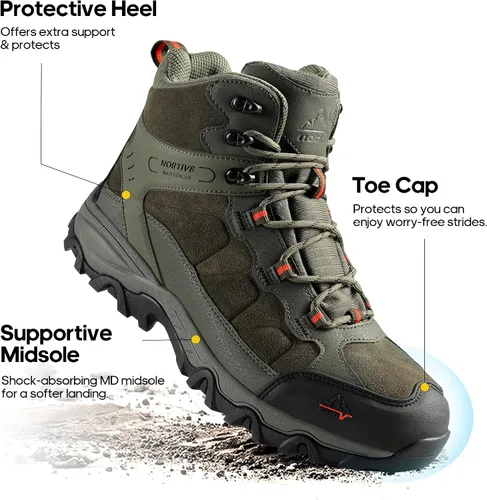 Miniatura 52 de NORTIV 8 - Botas de senderismo impermeables para hombre, zapatos de montañismo ligeros para exteriores