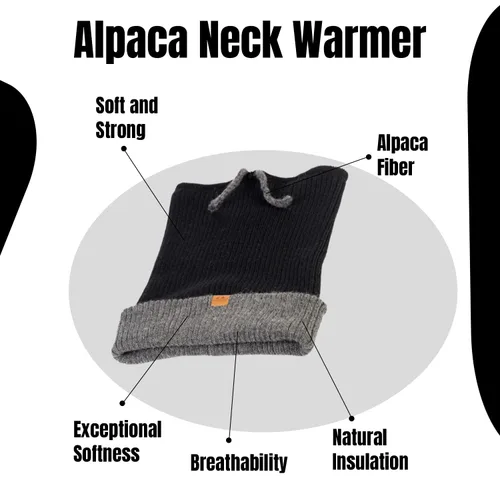 Miniatura 6 de Baby Alpaca Neck Warmer, Unisex Winter Warmer Hat, Neck Gaiter Scarf