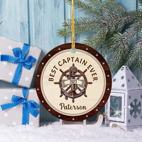 Miniatura 2 de Adorno de Navidad del mejor capitán del mundo, adorno personalizado de capitán de vela y navegación, adorno de Navidad de capitán velero, adorno