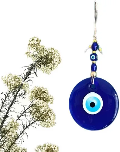 Amuleto de cristal azul hecho a mano para colgar en la pared, amuleto de buena suerte para el hogar, oficina, decoración de coche, jardín, adorno de