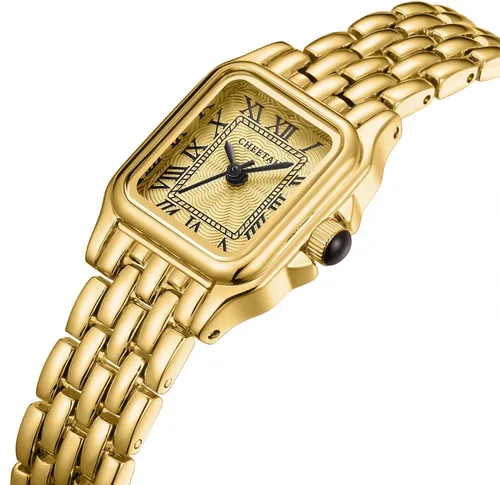 Miniatura 2 de CHEETAH - Relojes de oro para mujer con pulsera vintage pequeña, caja rectangular y esfera romana