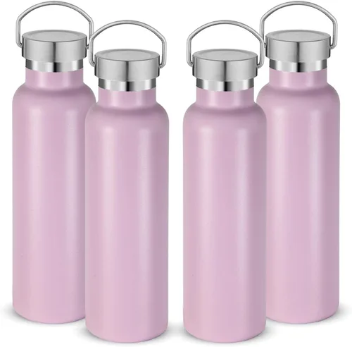 Miniatura 39 de Neihepal Paquete de 4 botellas de agua aisladas de 20 onzas, botella deportiva de doble pared de acero inoxidable con tapa de asa, termo Bubble gum