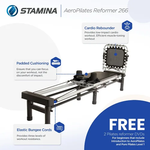 Miniatura 2 de Reformador AeroPilates - Máquina de entrenamiento de Pilates para gimnasio en casa - Reboteador de fitness cardiovascular - Capacidad