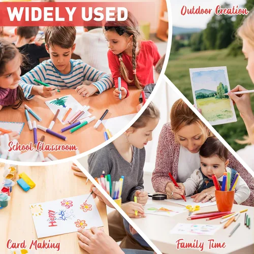Miniatura 5 de 200 hojas de papel de acuarela de 5 x 7 pulgadas a granel, papel de color blanco de 140 libras/300 GSM para niños, adultos y artistas. Papeles