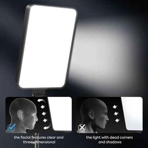 Miniatura 4 de Paquete de 2 luces LED de video de 24 pulgadas, iluminación de fotografía regulable de 2800-7500K con control remoto y soporte de 75 pulgadas, luces
