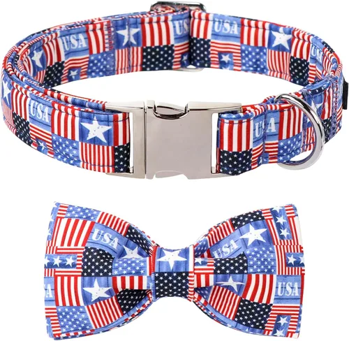 Miniatura 23 de Lionet Paws Collar de Pascua para perro con pajarita, collar de conejo con hebilla de metal para perros, collar ajustable y cómodo para perros