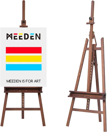 MEEDEN Caballete Grande para Pintores Ajustable de Madera de Haya Sólida para Artistas, Caballete de Estudio para Adultos con Soporte para Pinceles,