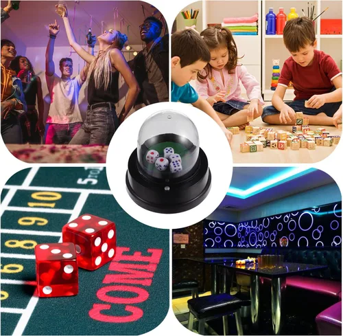Miniatura 8 de Toddmomy Juego de dados automáticos de la suerte, juego de dados eléctricos con 5 dados para juegos de fiesta KTV Pub Bar Party Gam, sin batería