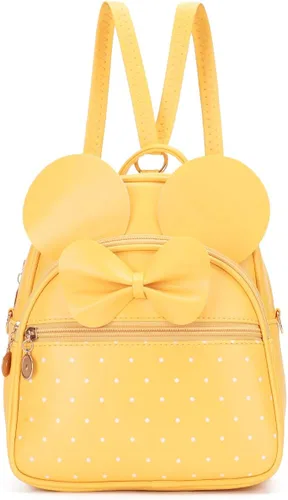 KL928 - Mochila mini con diseño de lunares lindo y moño para niñas convertible a bandolera y bolso para mujeres