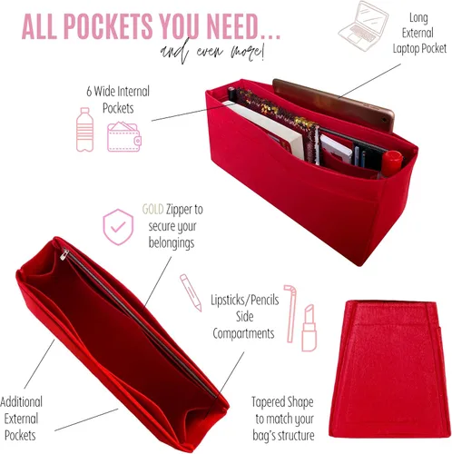 Miniatura 5 de Purse Organizer for Odeon Bag, Lv Odeon PM Purse Organizer, Bag Organizer for Lv Odeon MM, Handmade 2mm Premium Felt Snug Sturdy Gold Zipper