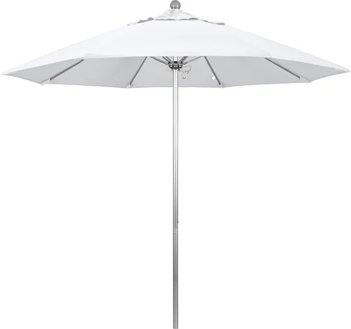 Miniatura 26 de California Umbrella Paraguas redondo de aluminio/fibra de vidrio de 9', empuje abierto, poste de plata, tela azul real de olefina