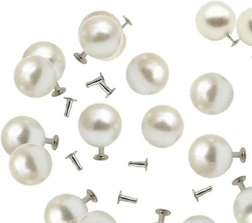 Miniatura 6 de AKOAK Juego de 100 remaches de perlas, remaches de perlas de imitación de medio agujero, botones para sombrero, zapato, ropa, bolsa, falda, velo