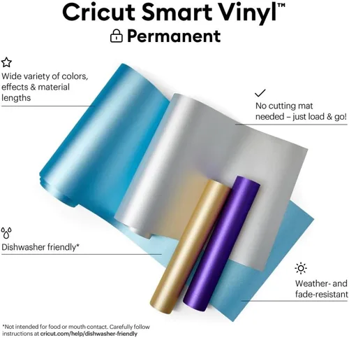 Miniatura 2 de Cricut Vinilo permanente inteligente brillante (13 pulgadas x 12 pies, negro) para manualidades al aire libre, para Cricut Explore 3 & Maker 3, crea
